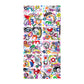Stylish soft chic beach towel with bold multicolor Treasure Map print in a vibrant, cheerful, and playful style.