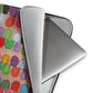 Soft furry lining in gray color of graphic laptop case with rainbow-inspired multicolor print in Flipflop, 13 inch size.