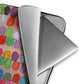 Soft furry lining in gray color of graphic laptop case with rainbow-inspired multicolor print in Flipflop, 15 inch size.