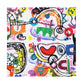 Arty graphic napkin with multicolor Treasure Map print in a vibrant, cheerful, and playful style. Design 1 of 4.