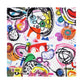 Arty graphic napkin with multicolor Treasure Map print in a vibrant, cheerful, and playful style. Design 2 of 4.
