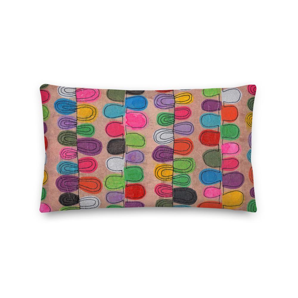 Vibrant, cheerful, and playful style accent pillow with a multicolor graphic Flipflop print on the front.